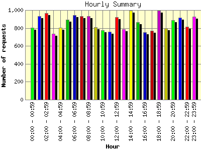 Hourly Summary: Number of requests by Hour.