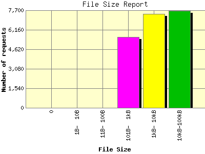 File Size Report: Number of requests by File Size.