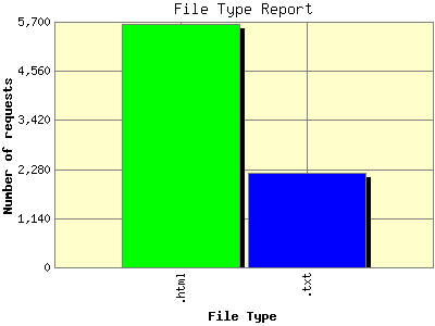 File Type Report: Number of requests by File Type.